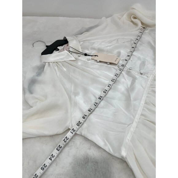 NWTD CINQ À SEPT Size M Evan Oversize Silk Top In Ivory MSRP $395 - Picture 6 of 15
